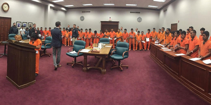 At the federal courthouse in Pecos, Texas. The government is breaking up families, often sending children hundreds of miles from their parents.